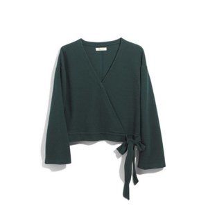 Madewell Texture & Thread Wrap Top in Dark Green